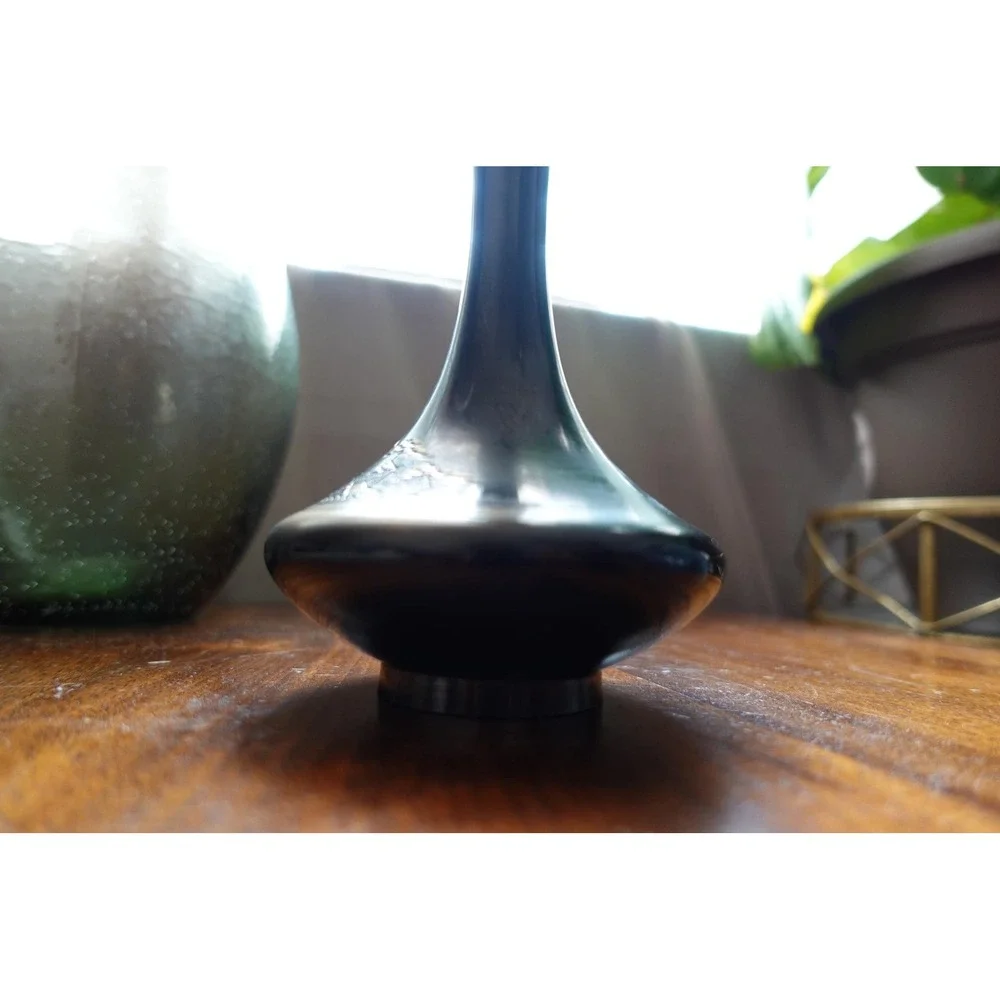Vintage Japanese Bud Vase Silver Black Mountain Scene Home Decor Display‎
